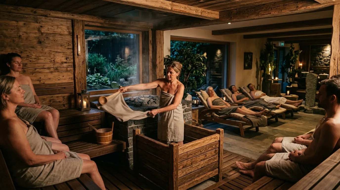 Tématické nálevy a relaxační prostory v Kurfürsten-Sauna v Ambergu